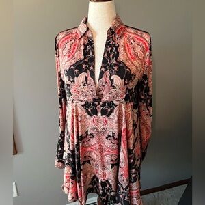 Free People High Low Long Sleeve Tunic Top